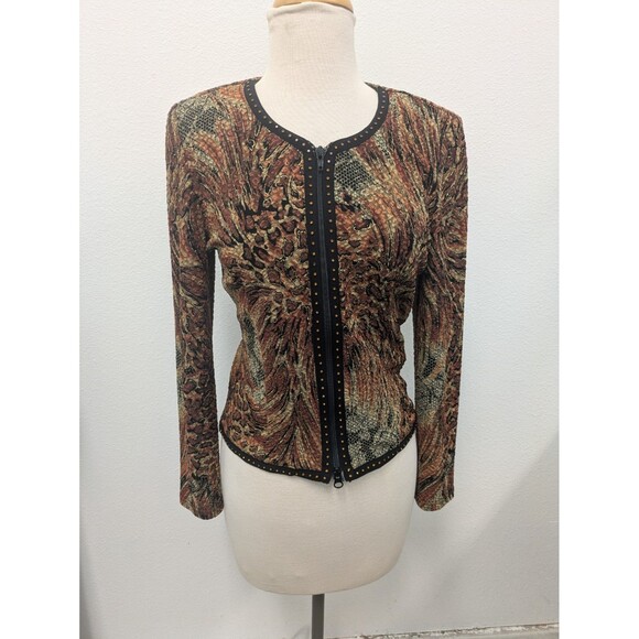Vintage Joseph Ribkoff Animal Print Zip Up Jacket sz 6 Leopard Cheetah Snake - Picture 1 of 12